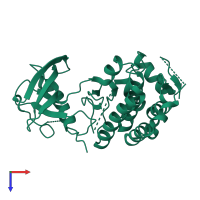 PDB entry 2gsf coloured by chain, top view.