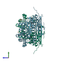 PDB entry 2gsh coloured by chain, side view.