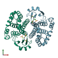 PDB entry 2gsr coloured by chain, front view.