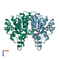 PDB entry 2gsr coloured by chain, top view.