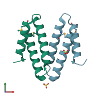 PDB entry 2gsv coloured by chain, front view.