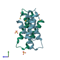 PDB entry 2gsv coloured by chain, side view.