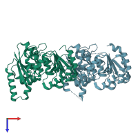 PDB entry 2gt1 coloured by chain, top view.