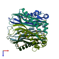 PDB entry 2gtc coloured by chain, top view.