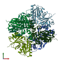 PDB entry 2gtd coloured by chain, front view.