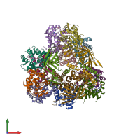 PDB entry 2gtl coloured by chain, front view.