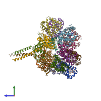 PDB entry 2gtl coloured by chain, side view.
