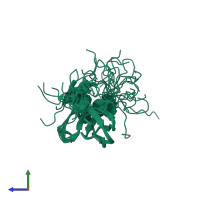 PDB entry 2gto coloured by chain, ensemble of 20 models, side view.