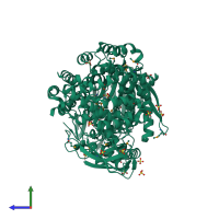 PDB entry 2gtq coloured by chain, side view.