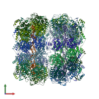 PDB entry 2gtt coloured by chain, front view.