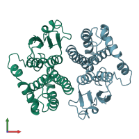 PDB entry 2gtu coloured by chain, front view.