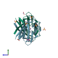 PDB entry 2gty coloured by chain, side view.