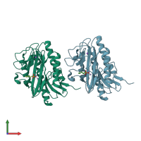 PDB entry 2gu4 coloured by chain, front view.