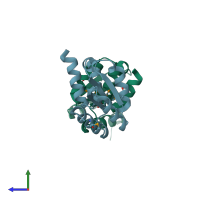 PDB entry 2guk coloured by chain, side view.
