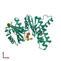 PDB entry 2gup coloured by chain, front view.