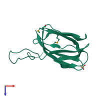 PDB entry 2gux coloured by chain, top view.