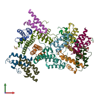 PDB entry 2guz coloured by chain, front view.