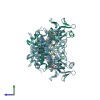 PDB entry 2gv8 coloured by chain, side view.