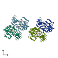 PDB entry 2gvc coloured by chain, front view.