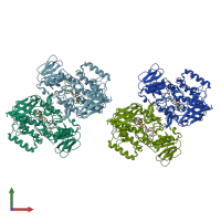 PDB entry 2gvc coloured by chain, front view.