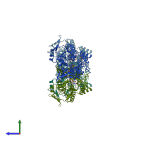 PDB entry 2gvc coloured by chain, side view.