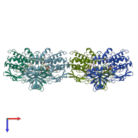 PDB entry 2gvc coloured by chain, top view.