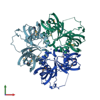 PDB entry 2gvh coloured by chain, front view.