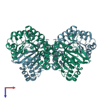 PDB entry 2gvl coloured by chain, top view.