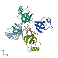 PDB entry 2gvm coloured by chain, front view.