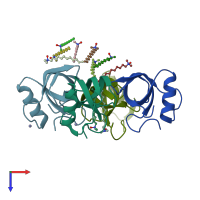 PDB entry 2gvm coloured by chain, top view.