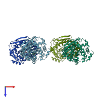 PDB entry 2gvq coloured by chain, top view.