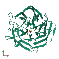 PDB entry 2gvv coloured by chain, front view.