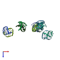 PDB entry 2gwe coloured by chain, top view.