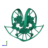 5'-D(*GP*GP*GP*GP*TP*TP*TP*TP*GP*GP*GP*G)-3' in PDB entry 2gwe, assembly 1, side view.