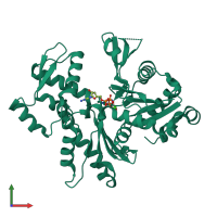 PDB entry 2gwj coloured by chain, front view.
