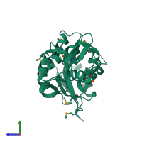 PDB entry 2gwr coloured by chain, side view.