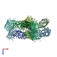 PDB entry 2gx2 coloured by chain, top view.