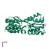 PDB entry 2gx6 coloured by chain, top view.