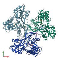 PDB entry 2gx8 coloured by chain, front view.