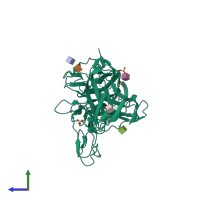 PDB entry 2gy5 coloured by chain, side view.
