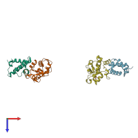 PDB entry 2gyk coloured by chain, top view.