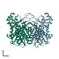 PDB entry 2gyo coloured by chain, front view.