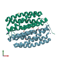 PDB entry 2gyq coloured by chain, front view.