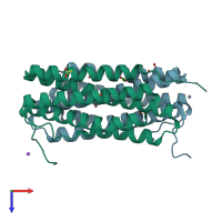 PDB entry 2gyq coloured by chain, top view.