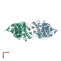 PDB entry 2gyv coloured by chain, top view.