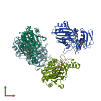 PDB entry 2gz3 coloured by chain, front view.
