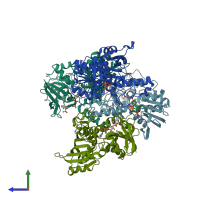 PDB entry 2gz3 coloured by chain, side view.