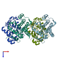 PDB entry 2gz4 coloured by chain, top view.