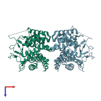 PDB entry 2gz6 coloured by chain, top view.