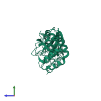 PDB entry 2gz9 coloured by chain, side view.